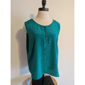 Vintage diamonds usa teal button‎ tank top